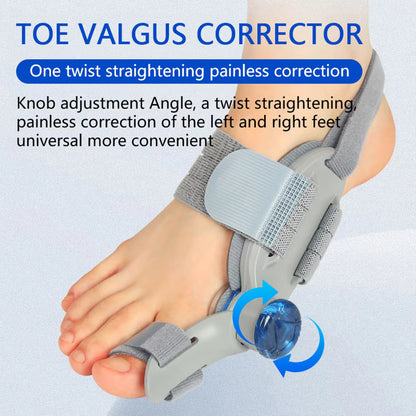 Knob-Adjustable Bunion Corrector & Big Toe Straightener – 180° Rotatable Hallux Valgus Adjuster with Heel Strap & Silicone Cushion