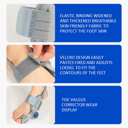 Knob-Adjustable Bunion Corrector & Big Toe Straightener – 180° Rotatable Hallux Valgus Adjuster with Heel Strap & Silicone Cushion