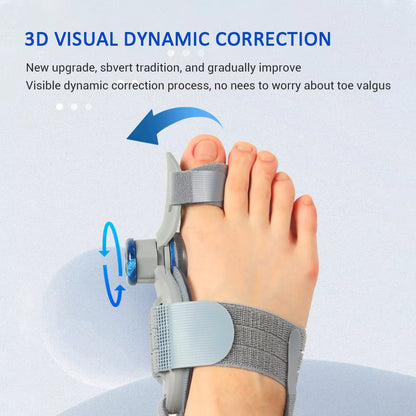Knob-Adjustable Bunion Corrector & Big Toe Straightener – 180° Rotatable Hallux Valgus Adjuster with Heel Strap & Silicone Cushion
