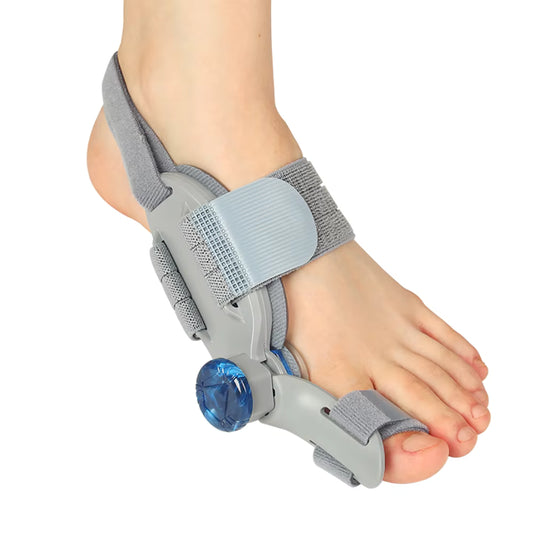 Knob-Adjustable Bunion Corrector & Big Toe Straightener – 180° Rotatable Hallux Valgus Adjuster with Heel Strap & Silicone Cushion